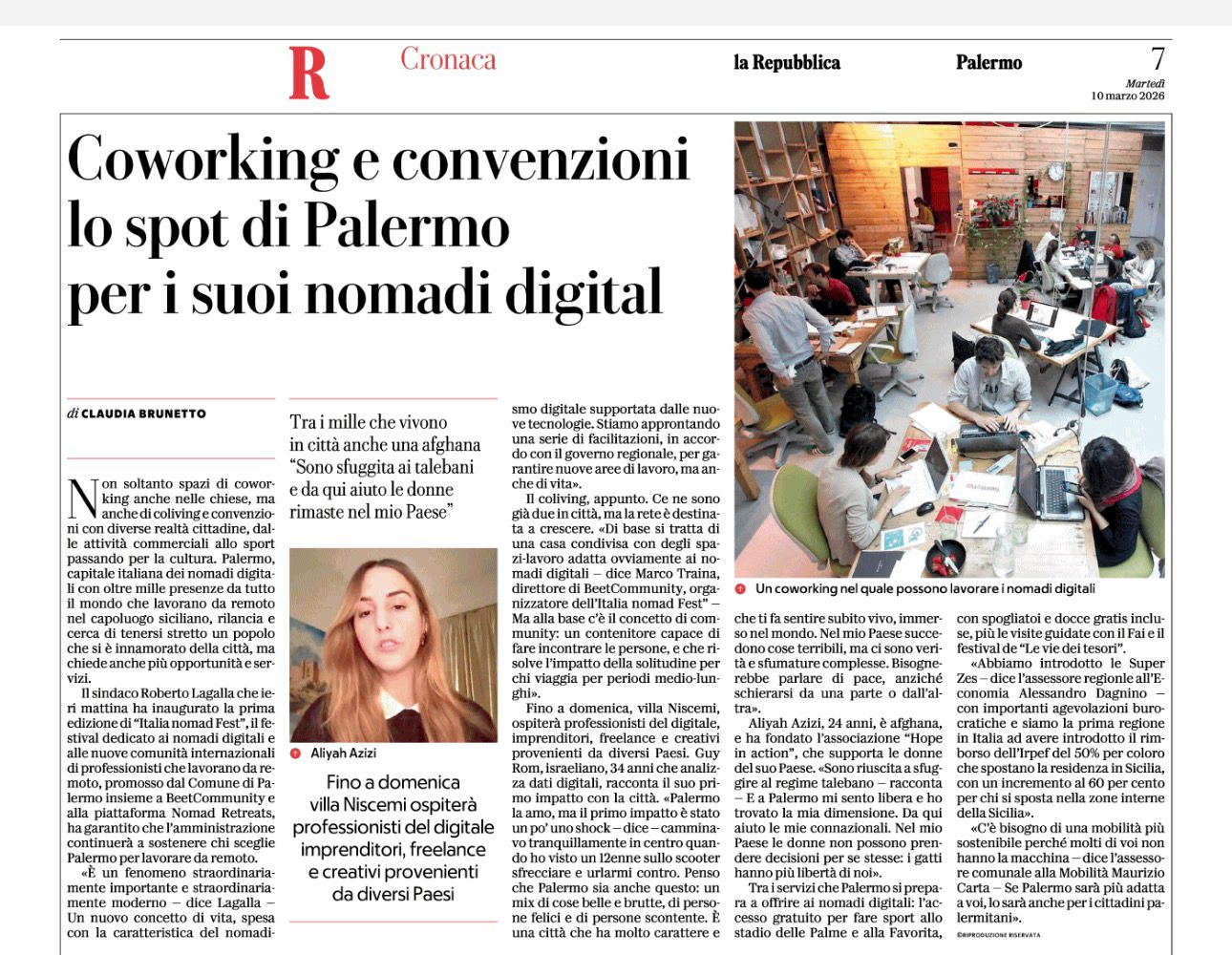 La Repubblica, Palermo: Coworking and agreements: Palermo’s showcase for digital nomads